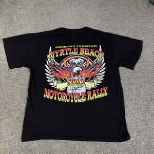 Keya Shirt Mens L Black Myrtle Beach Motorcycle Rally 2016 Graphic Crew Neck